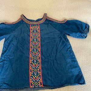 Embroidered denim blouse